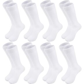 8 Pair White Socks Soft Cotton Crew Socks Plain White Calf Socks Long Socks for Girls Women Outdoor Sport Casual Work