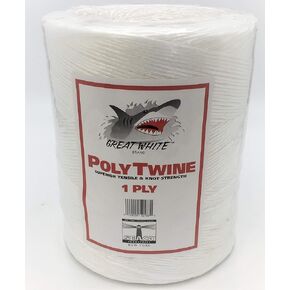 1-Ply Poly Twine, Great White 6,500ft. Premium Tying Twine, Tie Wrap, Bundle Cardboard, Tiger Twine, Wrap, Center top Pull Box, Strong, Chemical & Moisture Resistant, Heavy Duty, Economical(White)