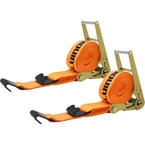 2Pack 4 inch Ratchet Straps 30ft Heavy Duty with Flat Hook for Flatbed Trailer Winch Strap 4 inch Flatbed Straps Ratcheting Black
