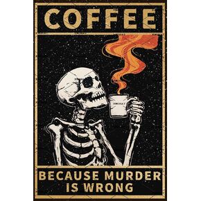 EMOHAT Metal Sign Skeleton Strong Coffee Cafe Accessories Wall Decor Tin Sign Home Cafe Coffee Bar Club Kitchen Dining Room Wall Metal Tin Signs Halloween Skull Decor Sign Plaque Poster 8x12 Inch