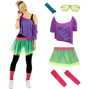 Fun Shack Womens 80s Purple Tutu Outfit, One Size