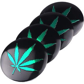 420 Leaf Car Wheel Center Caps Emblem Badge Auto Wheel Hub Cover Sticker 56.5mm, 4Pcs Green