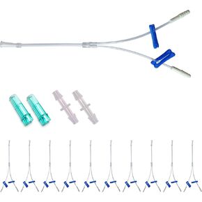 10 Pcs Tee Oxygen Tubes Splitter, 3 Ways Oxygen Tubing with Valve, Comes with Male/Female Connector