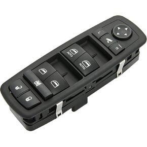 Window Master Switch for 2012-2015 Chrysler Town & Country,2012-2015 Dodge Grand Caravan,2013-2015 Dodge Ram 1500 2500 Front Left Driver Side Control switches.OE 68110867AB(Green Light).3+9PINS