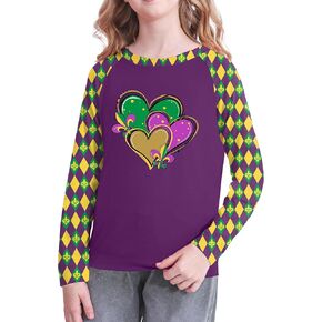 Mardi Gras Shirt for Kids: Toddler Boys Girls Mardi Gras Long Sleeve Happy Carnival Outfits Mask Graphic Tee 4-12 Years