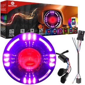 For Street Glide Headlight - Super Bright RGB Halo Demon Eye 7 Inch Led Headlights, Z-Shaped Beam Pattern Anti-glare for HD Touring Street Glide Road King Special Electra Glide Ultra Classic Softail