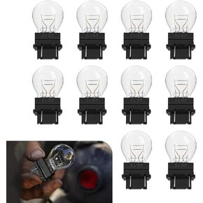 10 PCS Car Brake Light Bulbs, 0.64" x 1.62" 3157 Micro Mini Bulbs, P27-7W 12V Car Lighting Replacement Accessories, Universal for Most Cars (White)