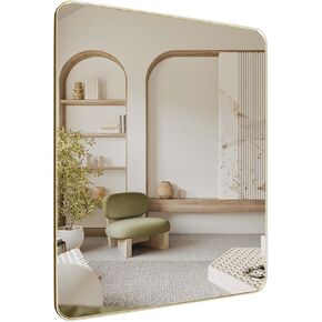 Gold Bathroom Vanity Mirror for Wall, Rectangle Framed Bath Farmhouse Mirror, 30x36 Inch, Gold