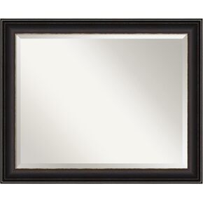 Amanti Art Beveled Wall Mirror (26.5 x 32.5 in.), Trio Oil Rubbed Bronze Frame - Bathroom Mirror Bronze, Large