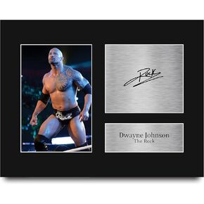 HWC Trading USL Framed Dwayne Johnson The Rock Gifts Printed Signed Autograph Picture for WWE & WWF Memorabilia Fans - US Letter Size