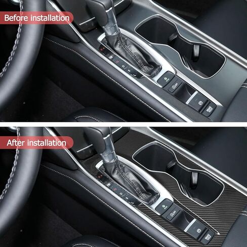 SUNJIKA Compatible with Carbon Fiber Gear Shifter Box Gun Water Cup Holder Panel Cover Trim Interior Accessories for Honda Accord 10th Gen 2018 2019 2020 2021 2022 (Hybrid 1pc Brushed Black) in Kuwait