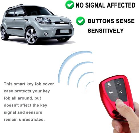 Keyless Entry Remote Accessories Key Fob Cover Case Fit for GMC Yukon Chevy Suburban Tahoe GM-13541565/13537962 Buick (Red) in Saudi Arabia