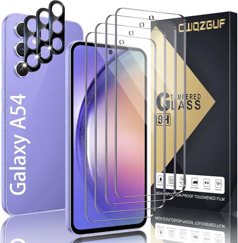[4+3 عبوات من واقي شاشة Galaxy A55، 4 عبوات من الزجاج المقوى مع 3 قطع من واقي عدسة الكاميرا، وضوح عالي، مضاد للكسر، خالٍ من الفقاعات لواقي شاشة Samsung A55 5G in Saudi Arabia