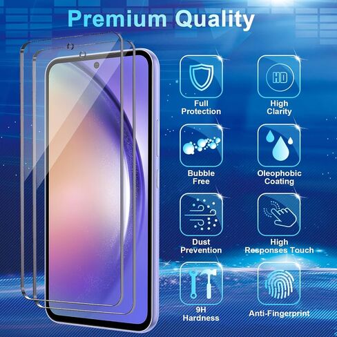 [4+3 عبوات من واقي شاشة Galaxy A55، 4 عبوات من الزجاج المقوى مع 3 قطع من واقي عدسة الكاميرا، وضوح عالي، مضاد للكسر، خالٍ من الفقاعات لواقي شاشة Samsung A55 5G in Saudi Arabia