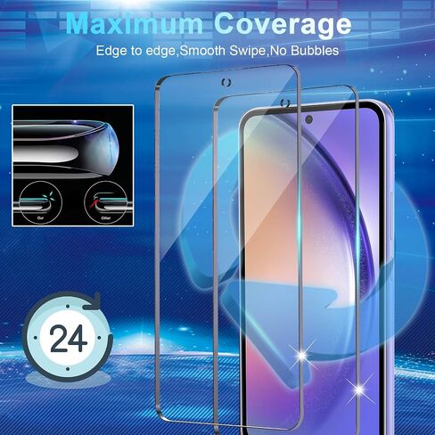 [4+3 عبوات من واقي شاشة Galaxy A55، 4 عبوات من الزجاج المقوى مع 3 قطع من واقي عدسة الكاميرا، وضوح عالي، مضاد للكسر، خالٍ من الفقاعات لواقي شاشة Samsung A55 5G in Saudi Arabia