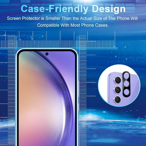 [4+3 عبوات من واقي شاشة Galaxy A55، 4 عبوات من الزجاج المقوى مع 3 قطع من واقي عدسة الكاميرا، وضوح عالي، مضاد للكسر، خالٍ من الفقاعات لواقي شاشة Samsung A55 5G in Saudi Arabia