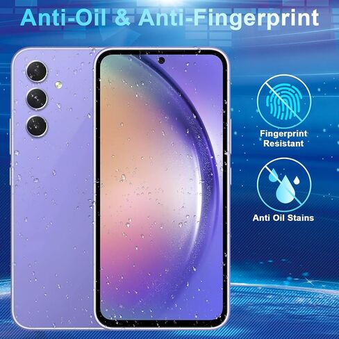 [4+3 عبوات من واقي شاشة Galaxy A55، 4 عبوات من الزجاج المقوى مع 3 قطع من واقي عدسة الكاميرا، وضوح عالي، مضاد للكسر، خالٍ من الفقاعات لواقي شاشة Samsung A55 5G in Saudi Arabia