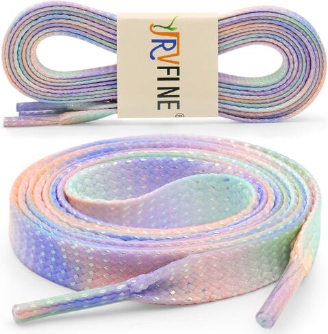 YJRVFINE Gradient Flat Shoe Laces: Thick Colorful Sneakers Shoelaces 2 Pair in Kuwait