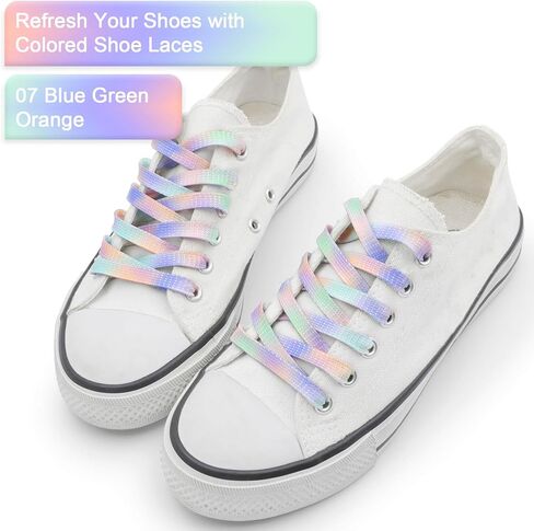 YJRVFINE Gradient Flat Shoe Laces: Thick Colorful Sneakers Shoelaces 2 Pair in Kuwait