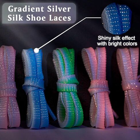 YJRVFINE Gradient Flat Shoe Laces: Thick Colorful Sneakers Shoelaces 2 Pair in Kuwait