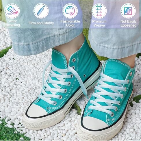 YJRVFINE Gradient Flat Shoe Laces: Thick Colorful Sneakers Shoelaces 2 Pair in Kuwait