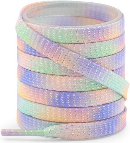YJRVFINE Gradient Flat Shoe Laces: Thick Colorful Sneakers Shoelaces 2 Pair in Kuwait