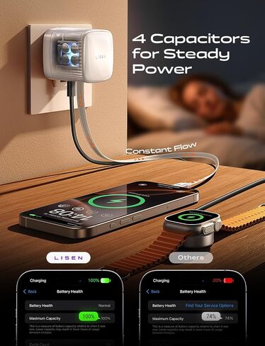 LISEN Power Adapter with Retractable Cable in Saudi Arabia