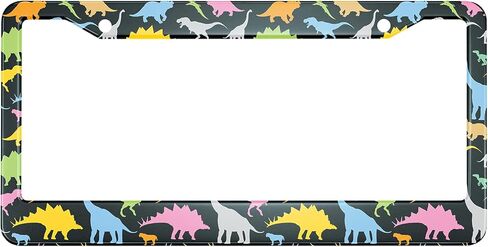 Swono Dinosaur License Plate Frame Colorful Cartoon Funny Beast Dinosaur License Plate Cover Aluminum Metal License Plate Holder Frame for Women Men Auto Decoration for US Car/Truck in Kuwait