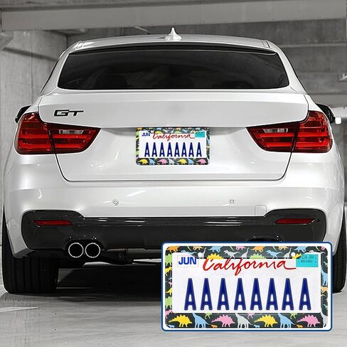 Swono Dinosaur License Plate Frame Colorful Cartoon Funny Beast Dinosaur License Plate Cover Aluminum Metal License Plate Holder Frame for Women Men Auto Decoration for US Car/Truck in Kuwait