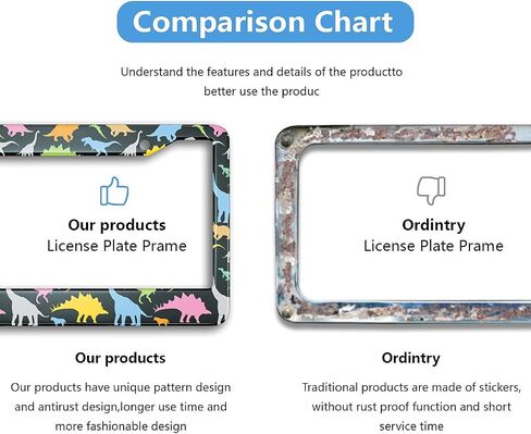 Swono Dinosaur License Plate Frame Colorful Cartoon Funny Beast Dinosaur License Plate Cover Aluminum Metal License Plate Holder Frame for Women Men Auto Decoration for US Car/Truck in Kuwait