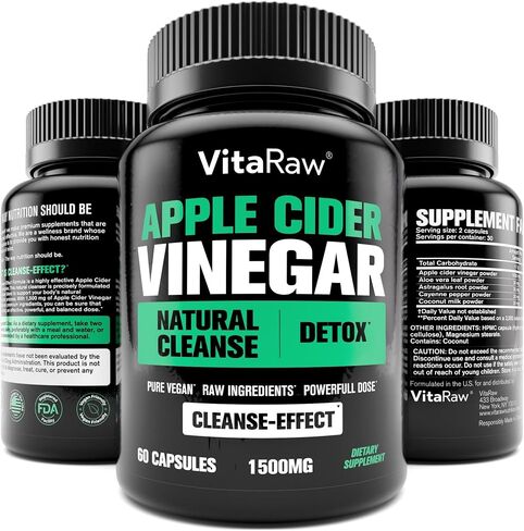 Organic Apple Cider Vinegar Capsules with The Mother - Energy Help Plus Heart, Gut, and Immune Health Support - Gluten Free, Dairy Free - Raw Probiotic and Prebiotic - Vegan ACV, Astragalus Root in Saudi Arabia