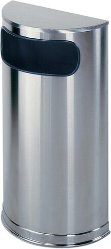 Rubbermaid Commercial Products European & Metallic Series Receptacle Half-Round Trash Can, 9-Gallon, Black/Chrome, Side Opening Indoor/Outdoor Waste Container for Lobby/Office/School/Restaurant in Saudi Arabia