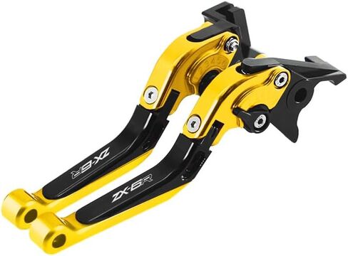 Motorcycle Brake and Clutch Levers Modified Parts Fits for Kawasaki ZX6R ZX 6R 636 ZX-6R 2019 2020 2021 2022 2023 2024 Adjustable Foldable Extendable Handle Brake Lever. (Black-Gold, ZX-6R 2019-2024) in Saudi Arabia