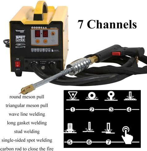 أداة سحب دنت لحام البقعة 110 فولت، مجموعة إصلاح دنت لحام البقع بقدرة 3 كيلو وات 3500 أمبير، آلة لحام سحب دنت سبوتر، 7 قنوات لحام، أوضاع تلقائية ويدوية لإصلاح باب الجسم التلقائي (G90E) in Kuwait