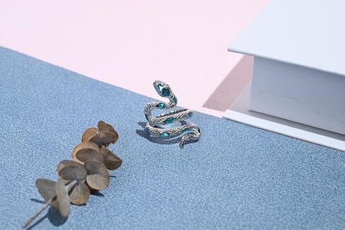 Green Snake Ring Silver Snake Adjustable Open Ring Snake Jewelry for Snake Lover Women Teens in Saudi Arabia