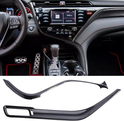 GearUp الجبهة وحدة التحكم المركزية شرائط غطاء صب الكسوة لتويوتا كامري 2018 2019 2020 2021 2022 2023 ألياف الكربون الطباعة لوحة القيادة لوحة التحكم المركزية غطاء in Kuwait