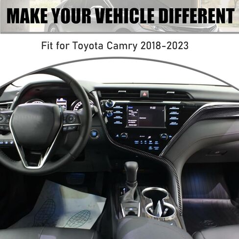 GearUp الجبهة وحدة التحكم المركزية شرائط غطاء صب الكسوة لتويوتا كامري 2018 2019 2020 2021 2022 2023 ألياف الكربون الطباعة لوحة القيادة لوحة التحكم المركزية غطاء in Kuwait