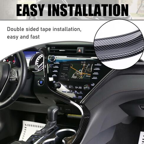 GearUp الجبهة وحدة التحكم المركزية شرائط غطاء صب الكسوة لتويوتا كامري 2018 2019 2020 2021 2022 2023 ألياف الكربون الطباعة لوحة القيادة لوحة التحكم المركزية غطاء in Kuwait