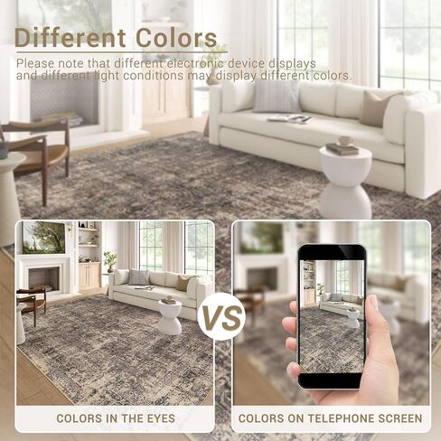 Washable Area Rug 5x7 Vintage Distressed Living Room Bedroom Throw Rug Non Slip Low Pile Soft Accent Rug Indoor Floor Carpet for Dining Room Office Home Decor, Grey in Saudi Arabia