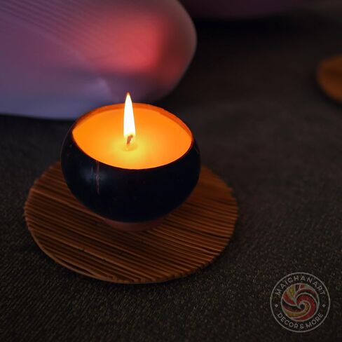 Maichanart Hand-Artistic Scented Candle: Fragrant Coconut Shell Candle (Small 4inch, Coconut) in Saudi Arabia