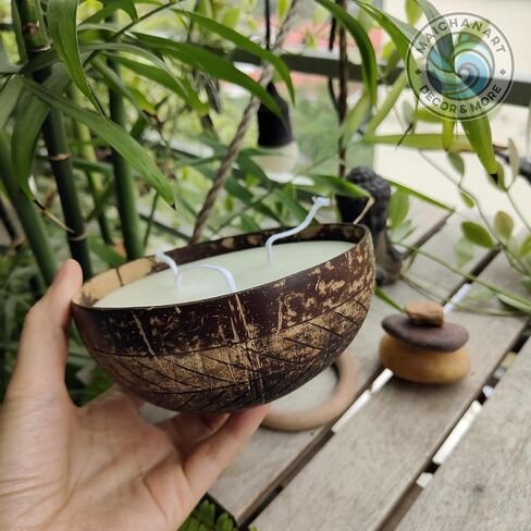 Maichanart Hand-Artistic Scented Candle: Fragrant Coconut Shell Candle (Small 4inch, Coconut) in Saudi Arabia