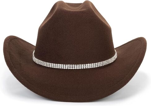 Women-Men Classic-Retro Western-Cowboy-Hat Wide-Brim Felt-Cowgirl-Hat with Gus-Crown Carved-Buckle-Belt Medium in Saudi Arabia