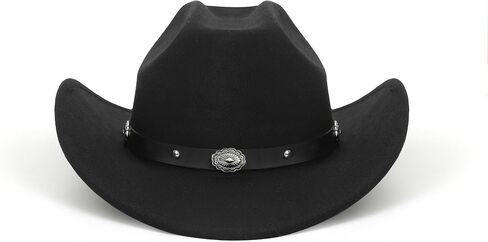 Women-Men Classic-Retro Western-Cowboy-Hat Wide-Brim Felt-Cowgirl-Hat with Gus-Crown Carved-Buckle-Belt Medium in Saudi Arabia