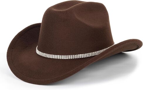 Women-Men Classic-Retro Western-Cowboy-Hat Wide-Brim Felt-Cowgirl-Hat with Gus-Crown Carved-Buckle-Belt Medium in Saudi Arabia
