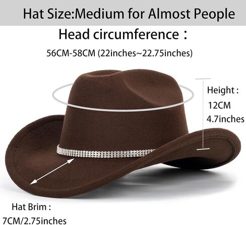 Women-Men Classic-Retro Western-Cowboy-Hat Wide-Brim Felt-Cowgirl-Hat with Gus-Crown Carved-Buckle-Belt Medium in Saudi Arabia