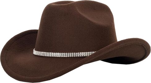 Women-Men Classic-Retro Western-Cowboy-Hat Wide-Brim Felt-Cowgirl-Hat with Gus-Crown Carved-Buckle-Belt Medium in Saudi Arabia