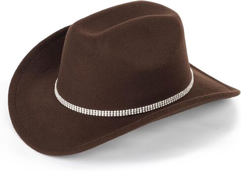 Women-Men Classic-Retro Western-Cowboy-Hat Wide-Brim Felt-Cowgirl-Hat with Gus-Crown Carved-Buckle-Belt Medium in Saudi Arabia