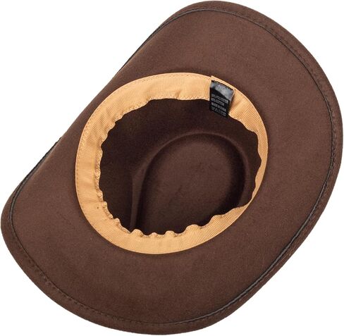 قبعة رعاة البقر الغربية الكلاسيكية للنساء والرجال ذات حافة واسعة وشعر راعية البقر مع حزام بإبزيم منحوت من Gus-Crown مقاس متوسط in Kuwait