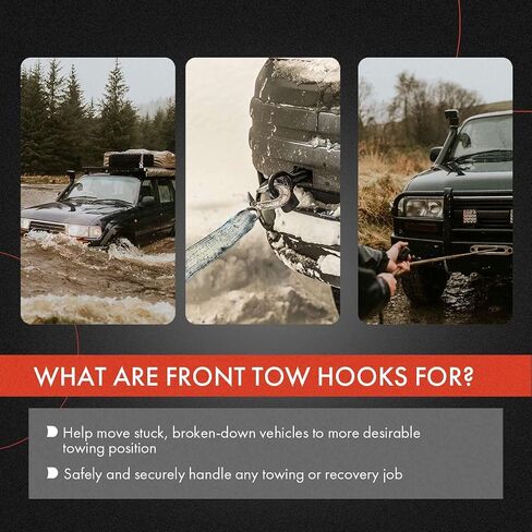 A-Premium Pair (2) Front Tow Hooks Kit Front Recovery Hooks Compatible with Chevrolet Chevy Silverado 1500 2007-2019, GMC Sierra 1500 2007-2019, Chrome Color, Front LH and RH, Replace# 84072462 in Saudi Arabia