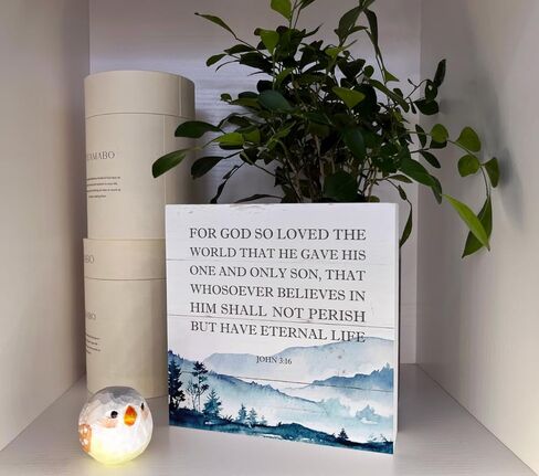 علامة مسيحية، ديكور الكتاب المقدس، ديكور مكتب علامة صندوق خشبي، علامة طاولة خشبية مزخرفة، عمل فني ديني لديكور المنزل، ديكور مزرعة ريفي، لأن الله أحب العالم الذي أعطاه - يوحنا 3:16 in Kuwait